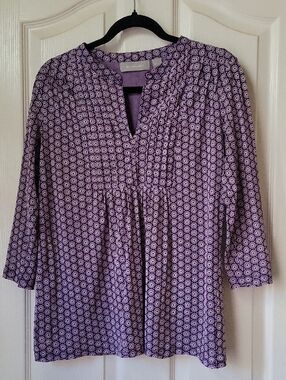 Liz Claiborne Purple Printed Tunic Blouse